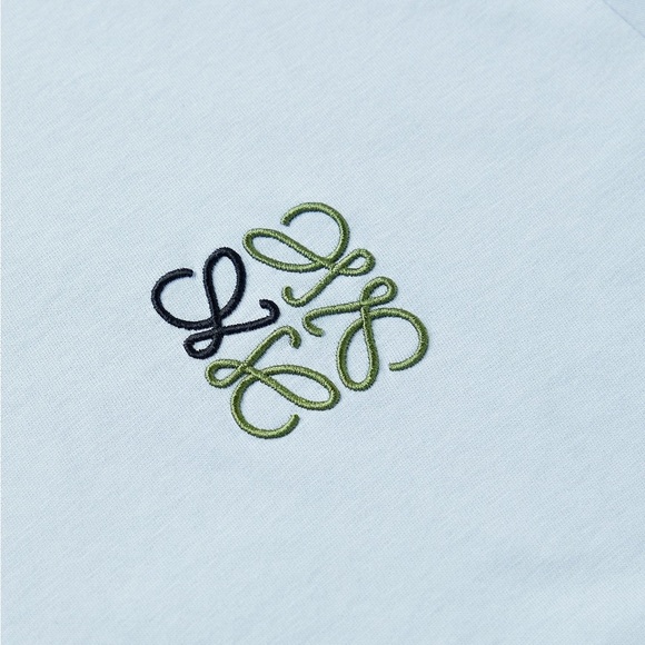 Loewe 2021 Anagram Classic Embroidered Cotton Round Neck Blue T-Shirt XL - Picture 11 of 11